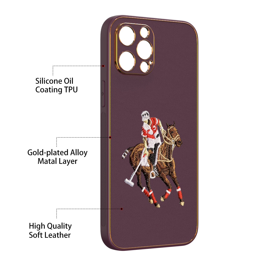 Apple iPhone 12 Pro Max Premium Embroidery Leather case - Pattern 9