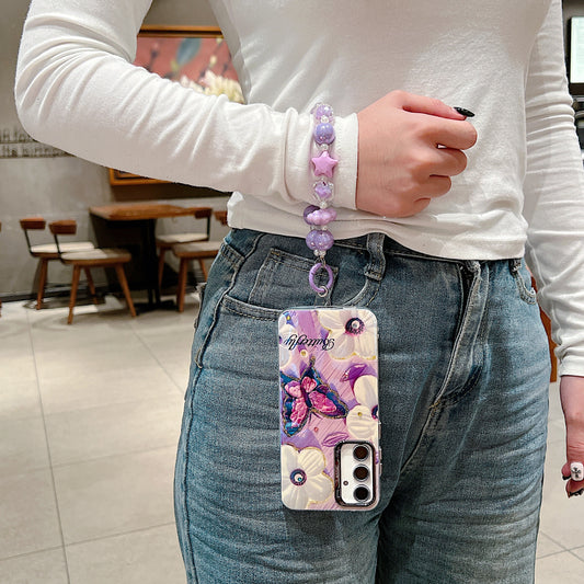 Samsung A15 5G 3D Hot Trending Charms Rhinestone Flowers case - Pattern 6