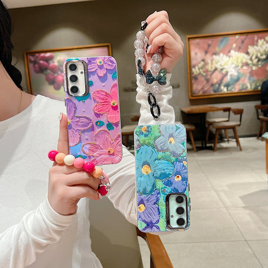 Samsung A15 5G 3D Hot Trending Charms Rhinestone Flowers case - Pattern 4