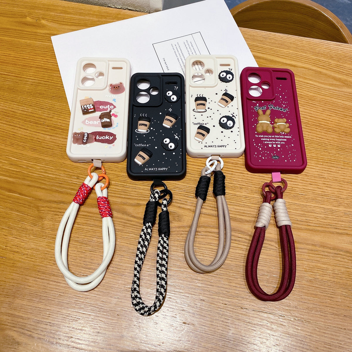 Redmi Note 13 Pro Plus 5G Coffee Soft Silicone Lanyard Back Cover Case - Lanyard 2