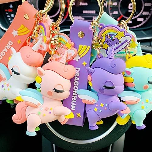 Combo (Pack Of 2) Cute Cartoon 3D Silicon PVC KeyRings - Unicorn 3