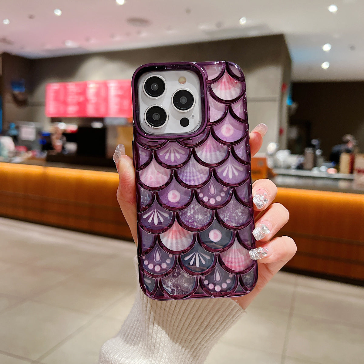 Apple iPhone Luxury Colorful Glitter Fish ||Mobile Phone Case (Purple)