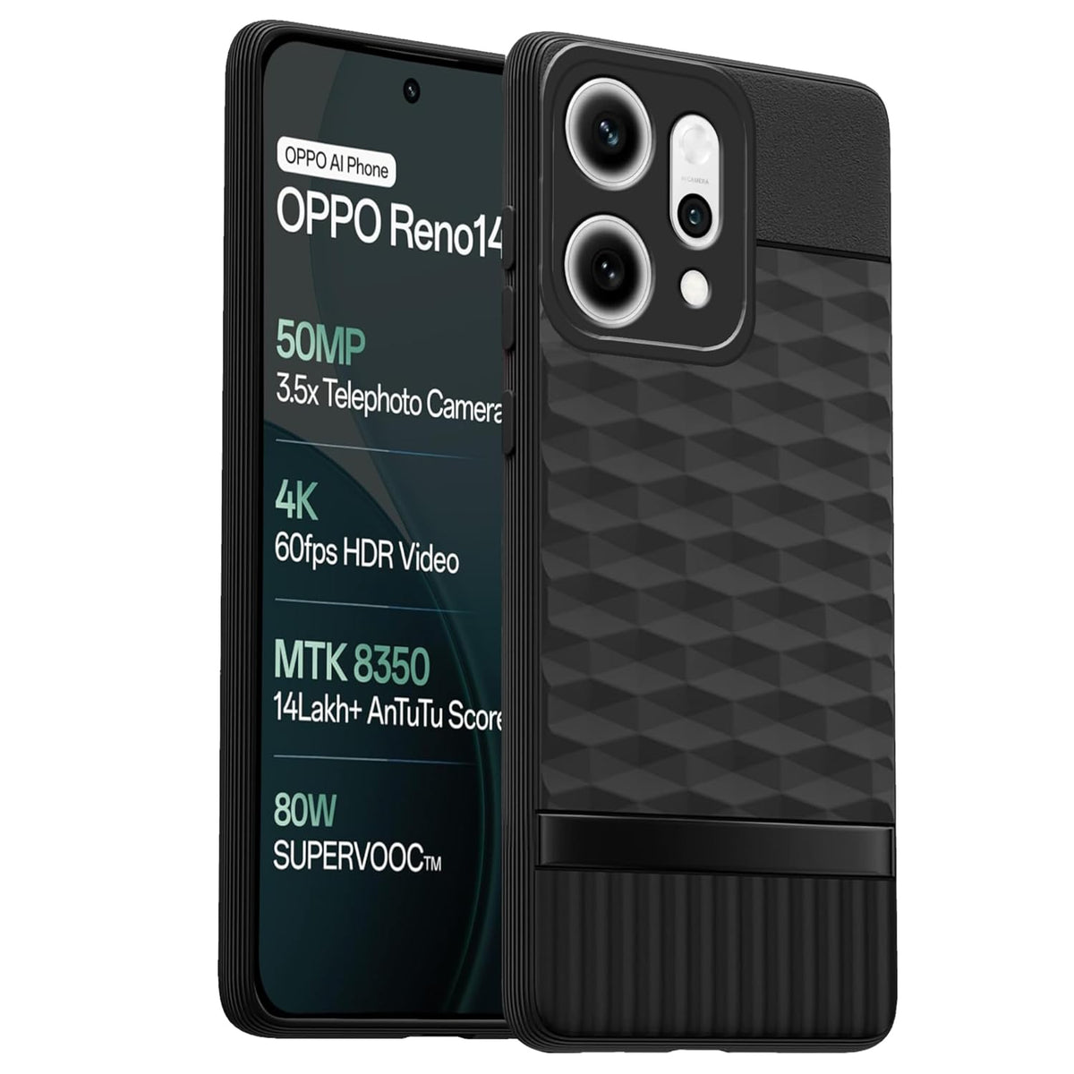 Oppo Reno 14 5G Soft Silicone Back Case Cover - Hexa Cube 1