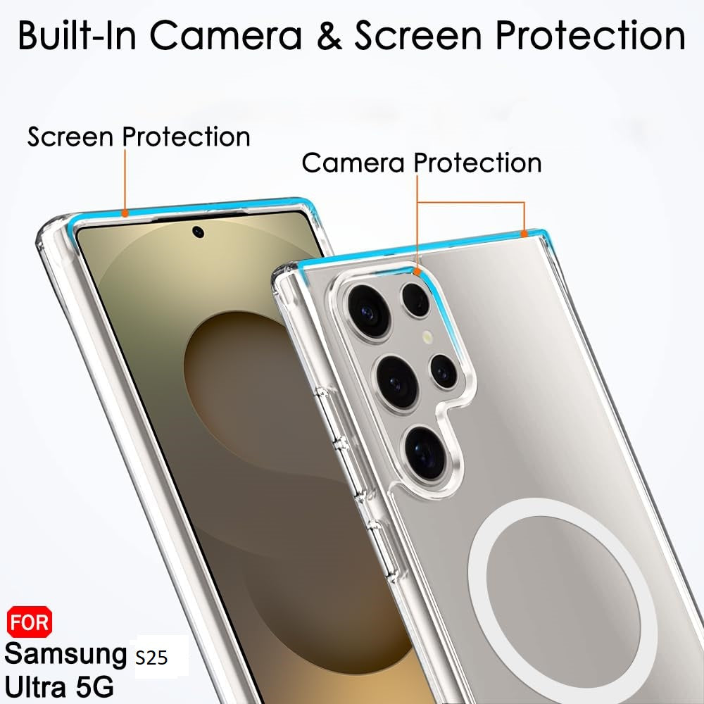 Samsung S25 Ultra 5g Anti Yellow Clear Magsafe Back Case Cover - White