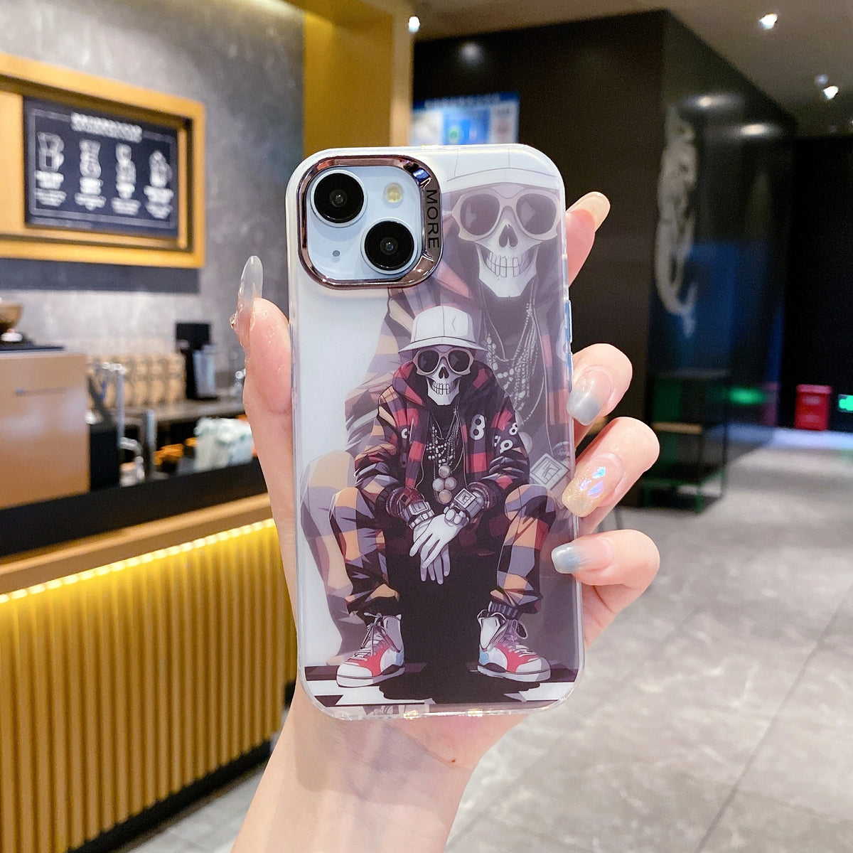 Apple iPhone 13 Pro Max Premium New Anime IMD Printed Gradient Back Case - Skull