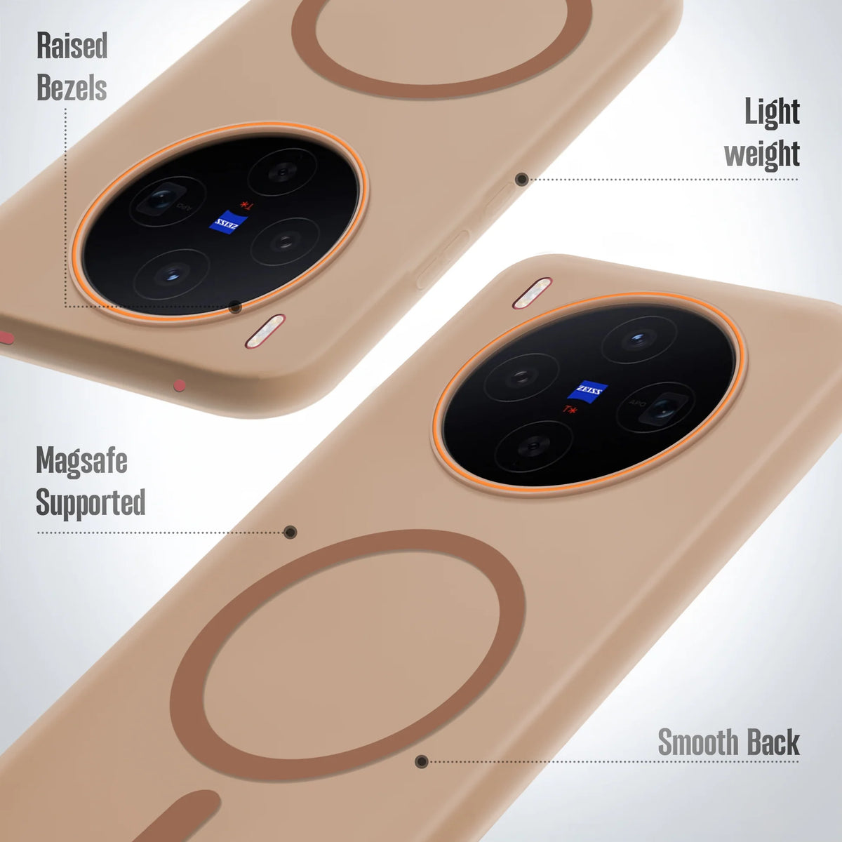 Vivo X300 5G Premium Magnetic Frosted Ultra Slim Back Case - Desert Gold