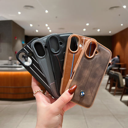 Apple iPhone 16 Luxury Branded Car Logo Leather Designer Case - Mercedes