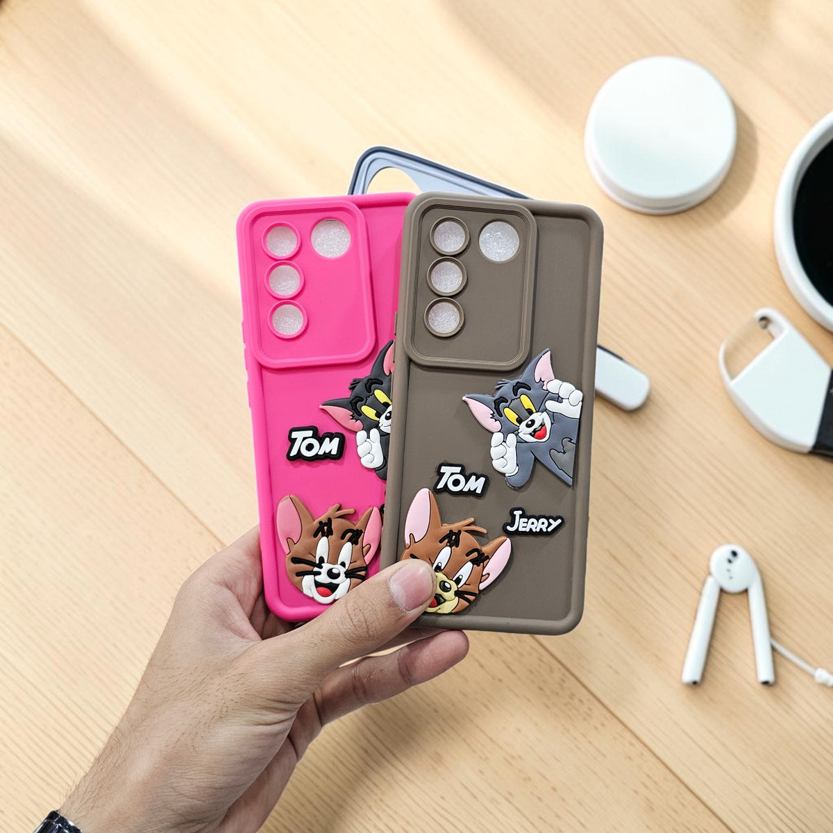 (Pack of 2)Vivo V27/V27 Pro 5G Soft Silicone tom & jerry Back Cover Case - Combo 10