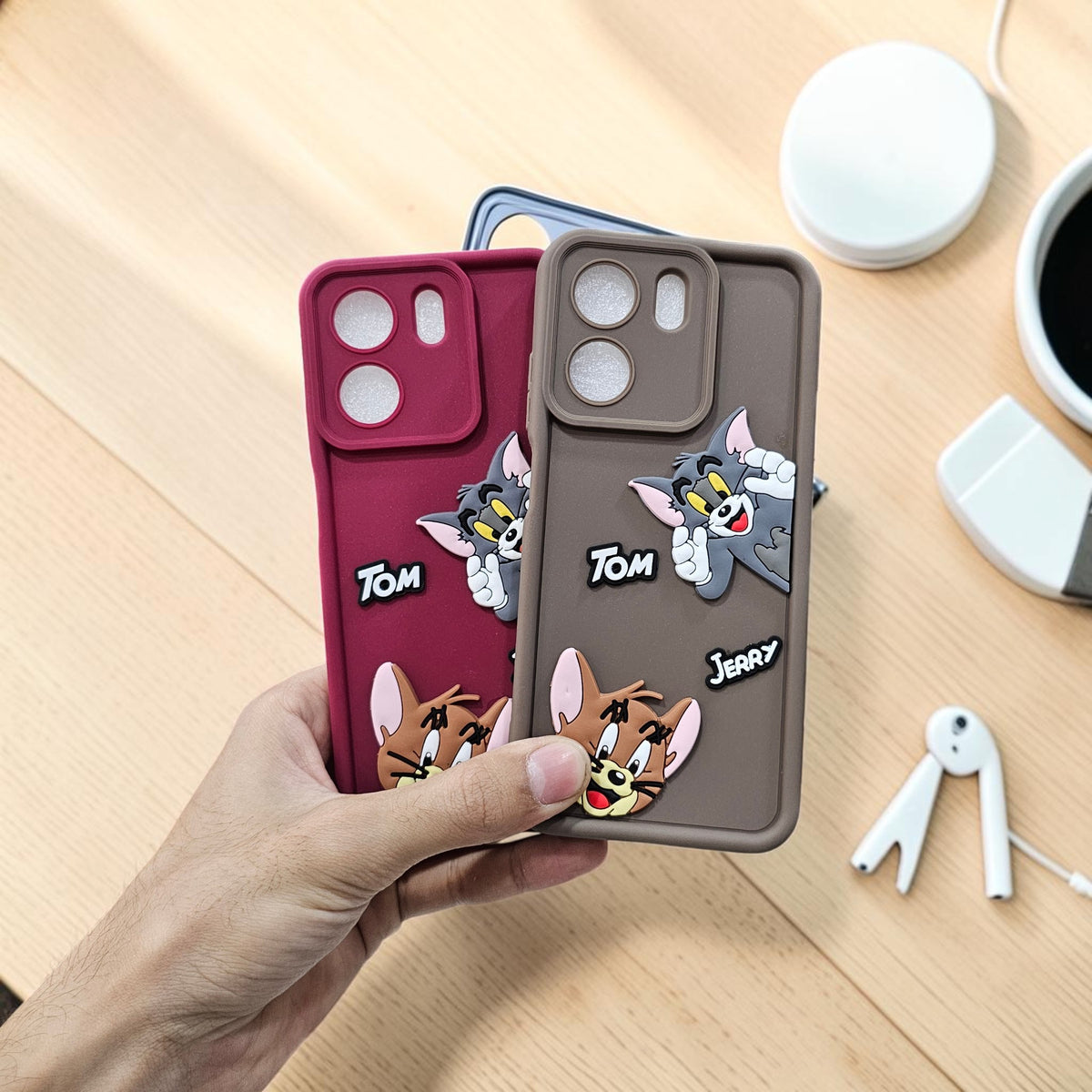 (Pack of 2)Oppo A6X 5G Soft Silicone tom & jerry Back Cover Case - Combo 10