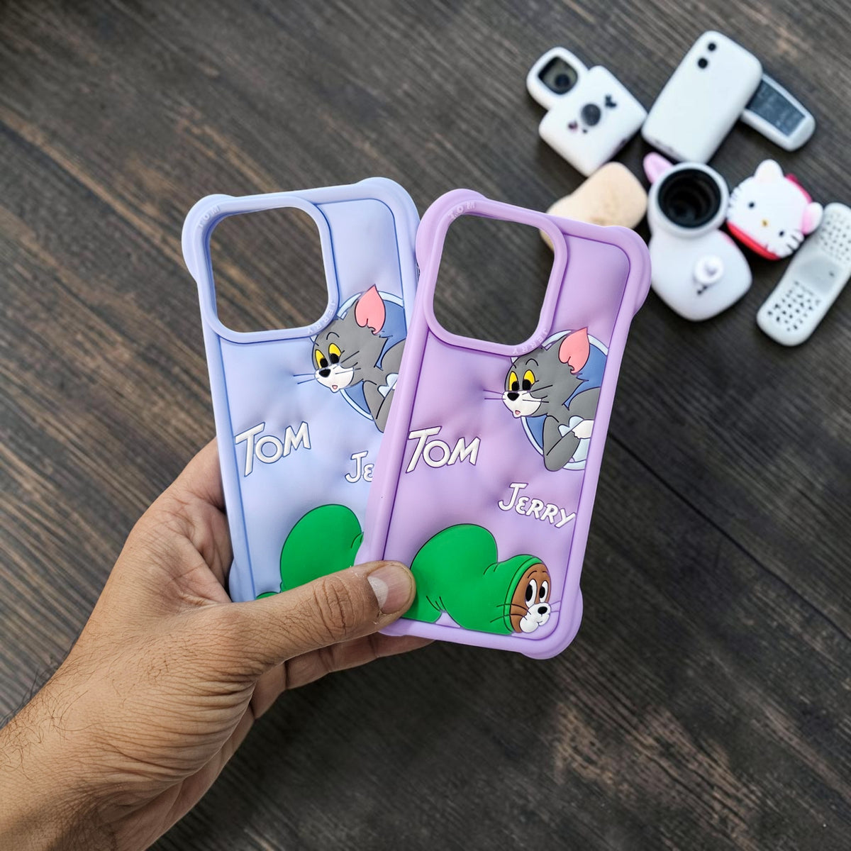 (Pack Of 2)Apple iPhone 14 Pro Max Premium Tom & Jerry Soft Silicone Girlish Back Cover - Combo 1