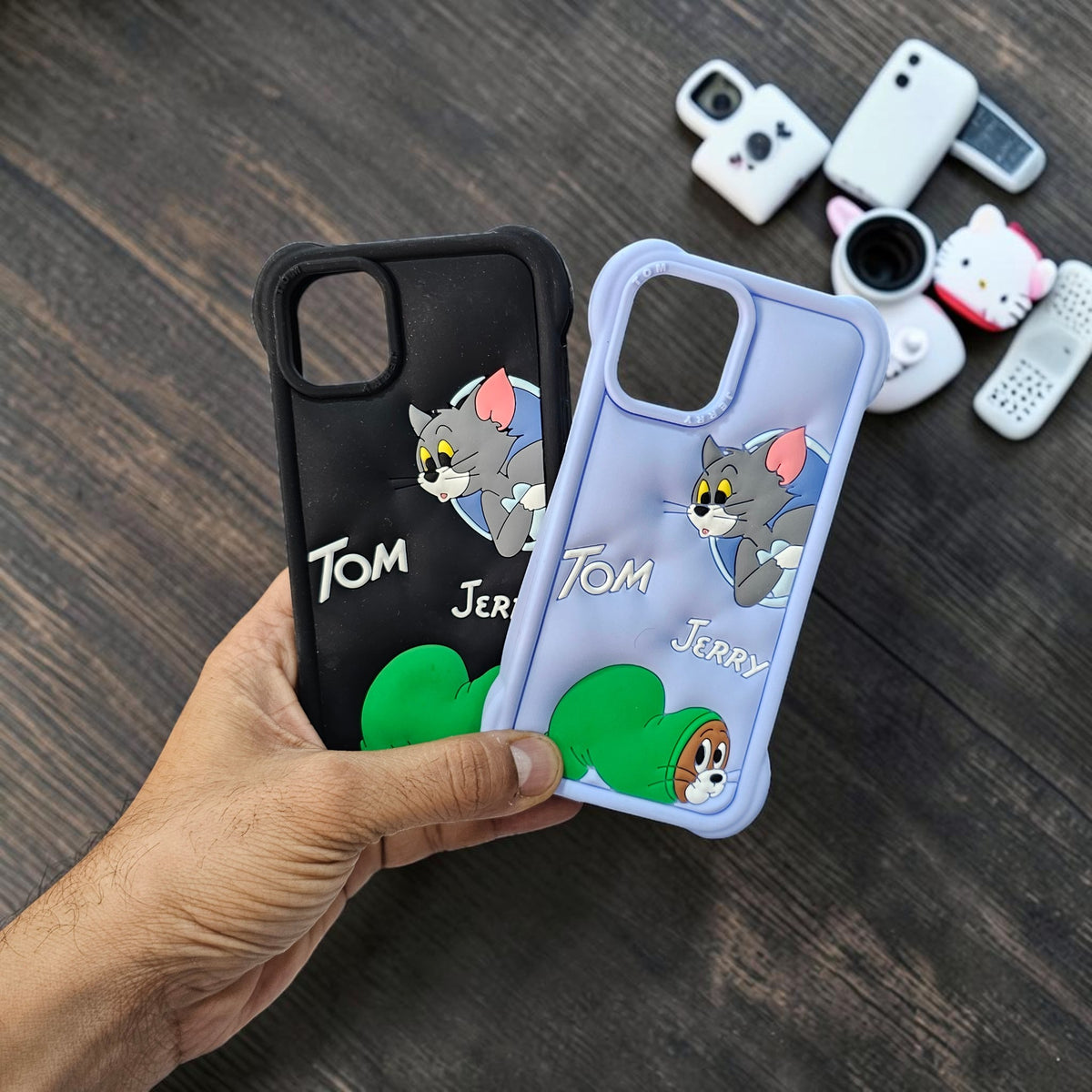 (Pack Of 2)Apple iPhone 13 Premium Tom & Jerry Soft Silicone Girlish Back Cover - Combo 1