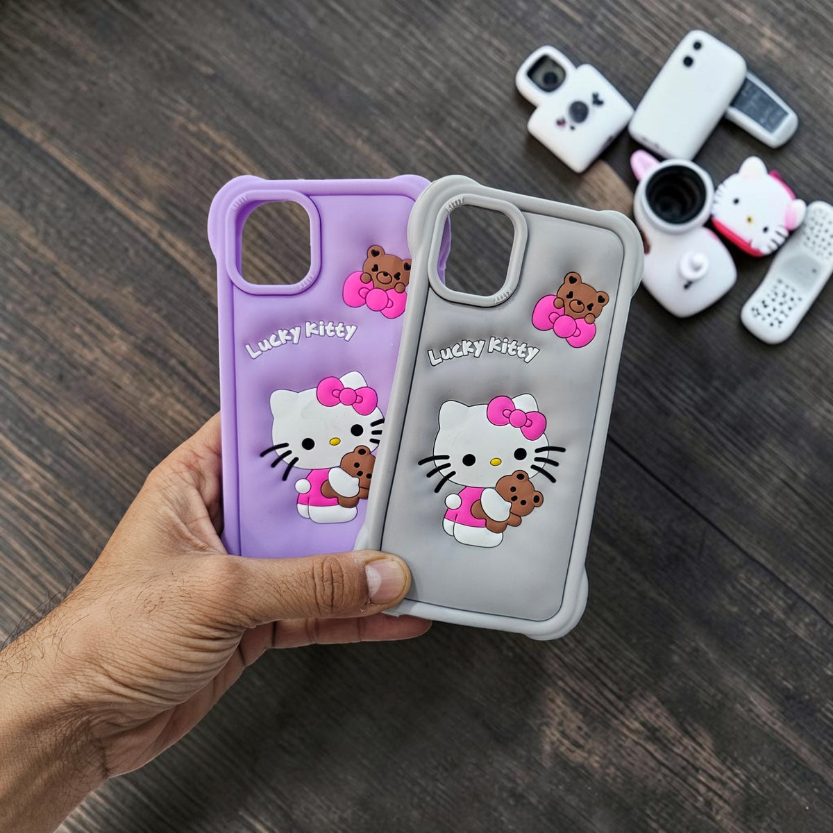 (Pack Of 2)Apple iPhone 11 Premium Hello Kitty Soft Silicone Girlish Back Cover - Combo 2