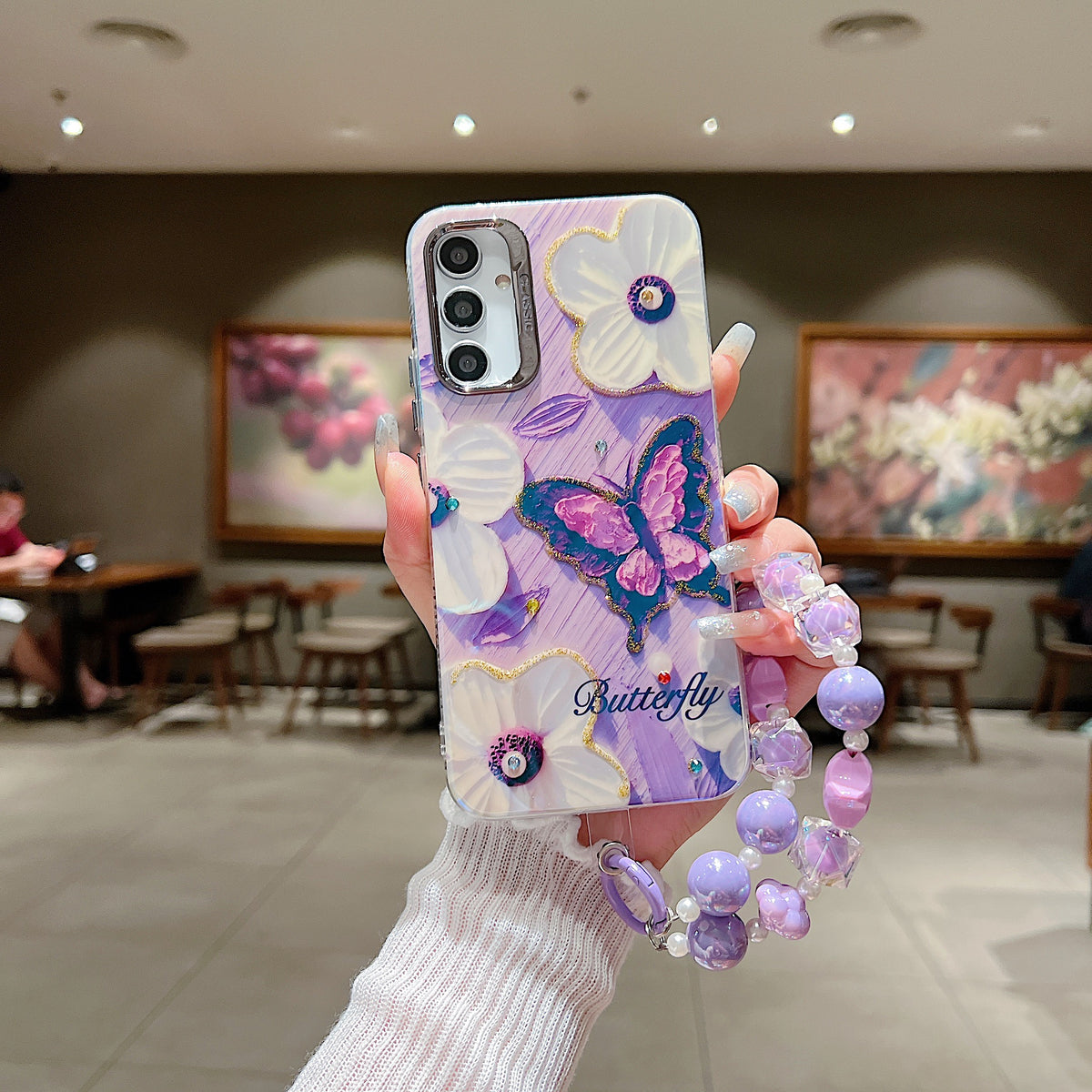 Samsung A34 5G 3D Hot Trending Charms Rhinestone Flowers case - Pattern 6