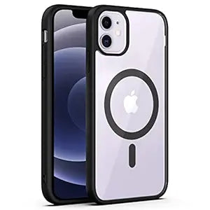 Apple iPhone 12 Anti Yellow Clear Magsafe Back Case Cover - Black