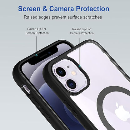 Apple iPhone 12 Anti Yellow Clear Magsafe Back Case Cover - Black