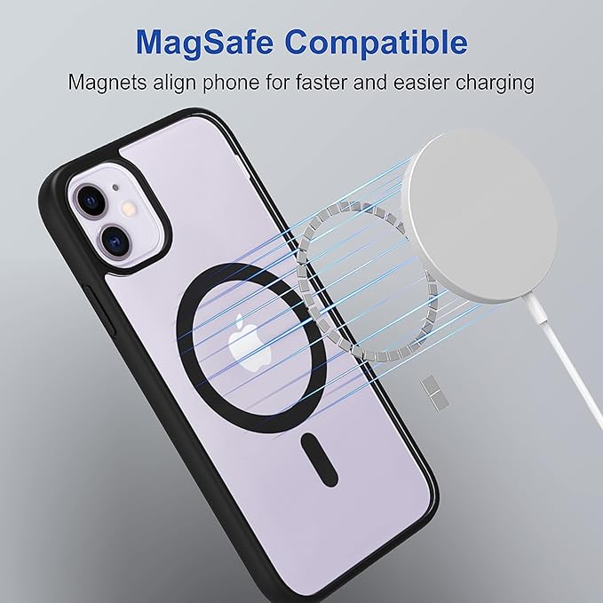 Apple iPhone 12 Anti Yellow Clear Magsafe Back Case Cover - Black