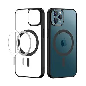 Apple iPhone 12 Pro Max Anti Yellow Clear Magsafe Back Case Cover - Black