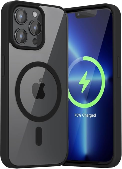 Apple iPhone 12 Pro Max Anti Yellow Clear Magsafe Back Case Cover - Black