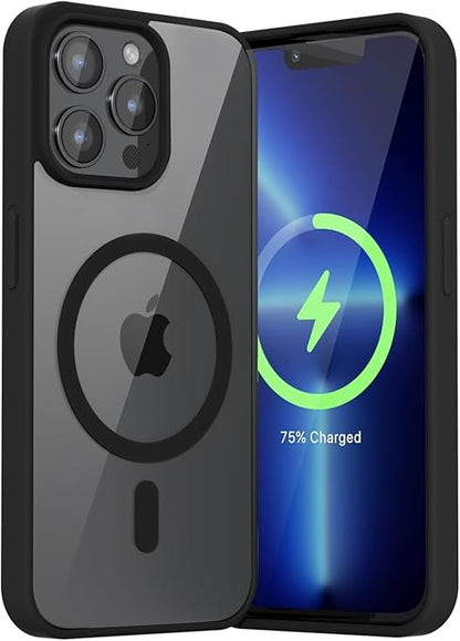 Apple iPhone 12 Pro Max Anti Yellow Clear Magsafe Back Case Cover - Black