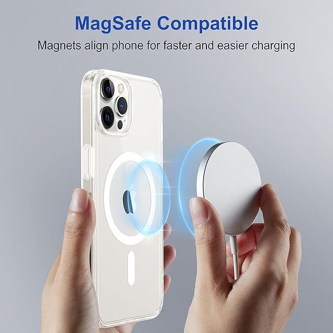 Apple iPhone 12 Pro Anti Yellow Clear Magsafe Back Case Cover - White
