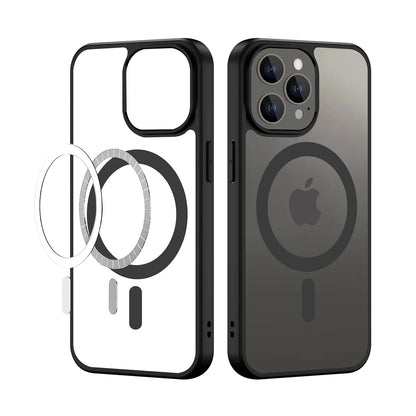 Apple iPhone 13 Pro Max Anti Yellow Clear Magsafe Back Case Cover - Black