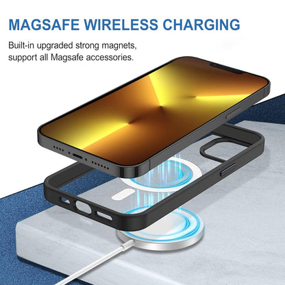 Apple iPhone 13 Pro Max Anti Yellow Clear Magsafe Back Case Cover - Black