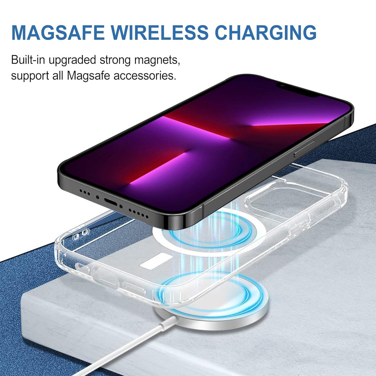 Apple iPhone 13 Pro Max Anti Yellow Clear Magsafe Back Case Cover - White