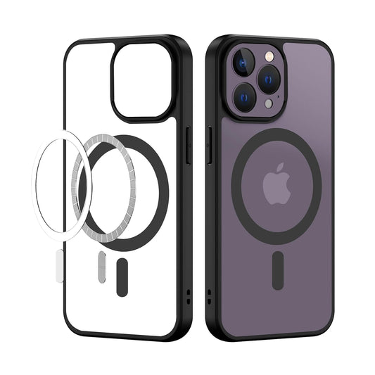 Apple iPhone 14 Pro Max Anti Yellow Clear Magsafe Back Case Cover - Black