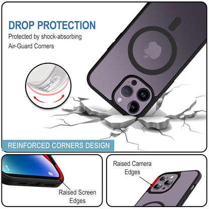Apple iPhone 14 Pro Anti Yellow Clear Magsafe Back Case Cover - Black