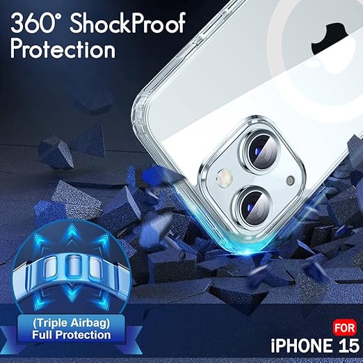 Apple iPhone 15 Anti Yellow Clear Magsafe Back Case Cover - White