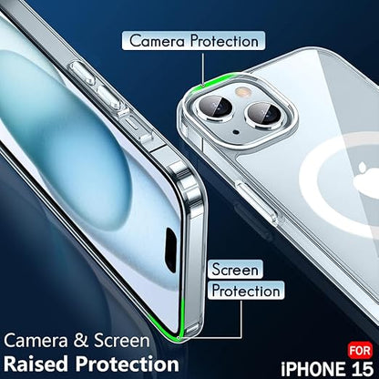 Apple iPhone 15 Anti Yellow Clear Magsafe Back Case Cover - White
