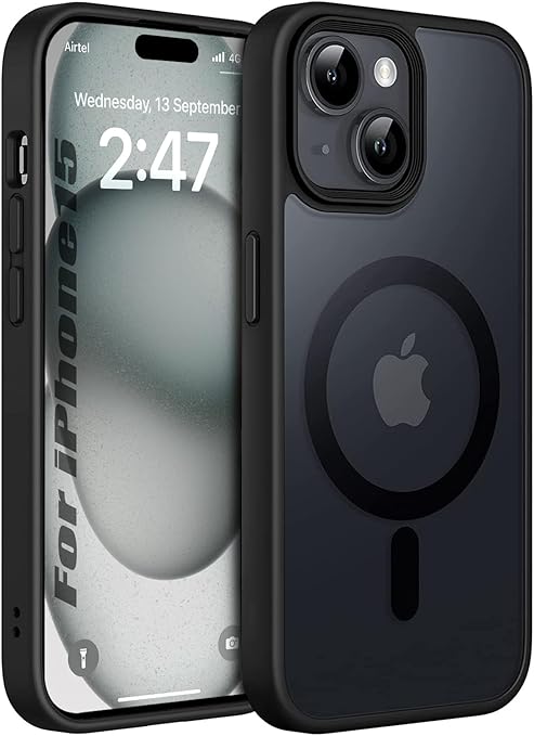 Apple iPhone 15 Anti Yellow Clear Magsafe Back Case Cover - Black