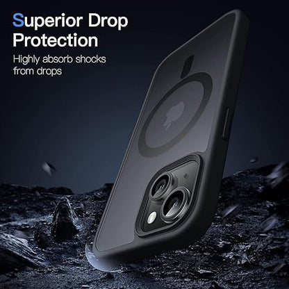 Apple iPhone 15 Plus Anti Yellow Clear Magsafe Back Case Cover - Black