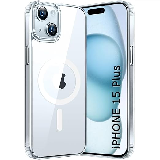 Apple iPhone 15 Plus Anti Yellow Clear Magsafe Back Case Cover - White