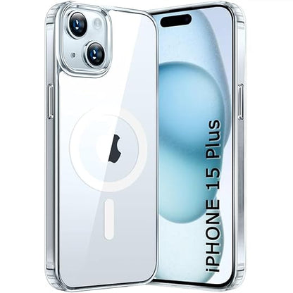 Apple iPhone 15 Plus Anti Yellow Clear Magsafe Back Case Cover - White