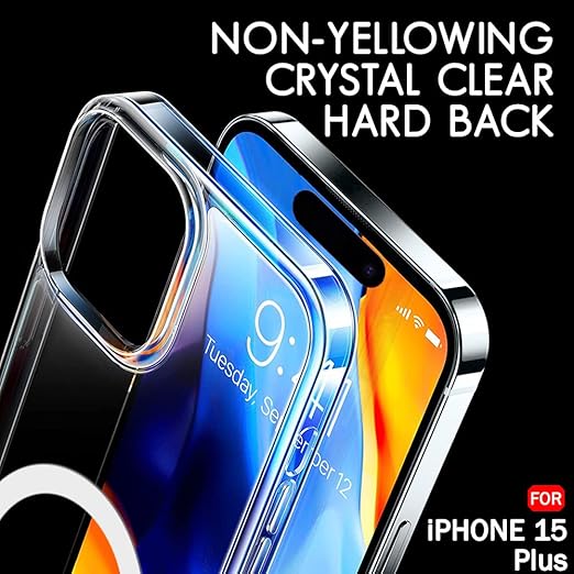 Apple iPhone 15 Plus Anti Yellow Clear Magsafe Back Case Cover - White
