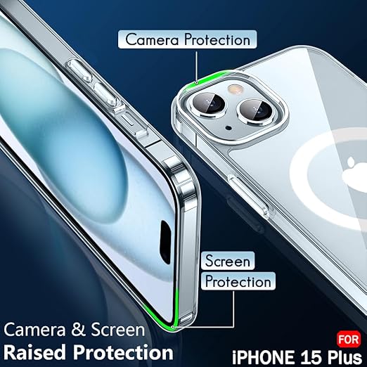 Apple iPhone 15 Plus Anti Yellow Clear Magsafe Back Case Cover - White