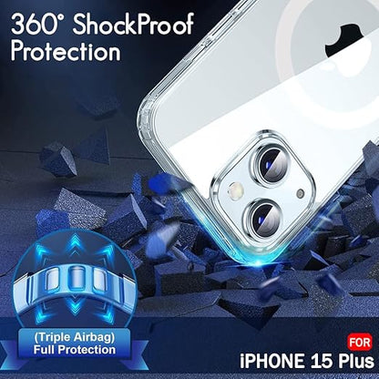 Apple iPhone 15 Plus Anti Yellow Clear Magsafe Back Case Cover - White