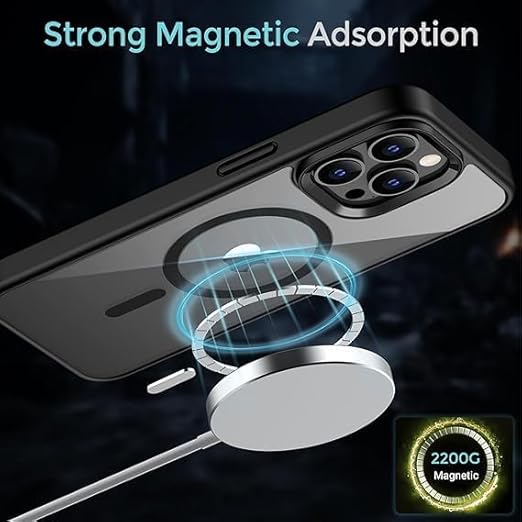 Apple iPhone 15 Pro Max Anti Yellow Clear Magsafe Back Case Cover - Black