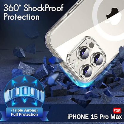 Apple iPhone 15 Pro Max Anti Yellow Clear Magsafe Back Case Cover - White