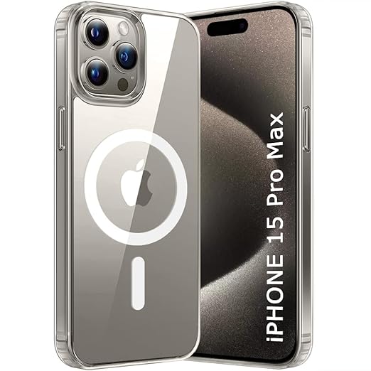 Apple iPhone 15 Pro Max Anti Yellow Clear Magsafe Back Case Cover - White