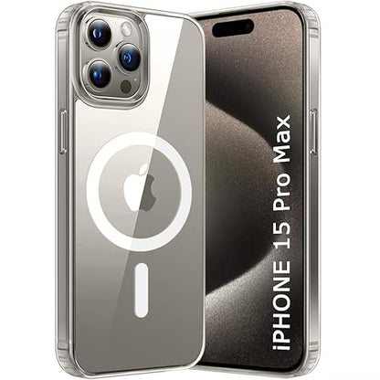 Apple iPhone 15 Pro Max Anti Yellow Clear Magsafe Back Case Cover - White