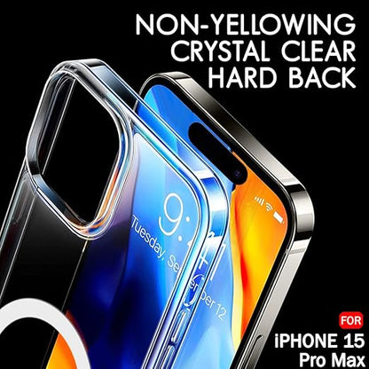 Apple iPhone 15 Pro Max Anti Yellow Clear Magsafe Back Case Cover - White