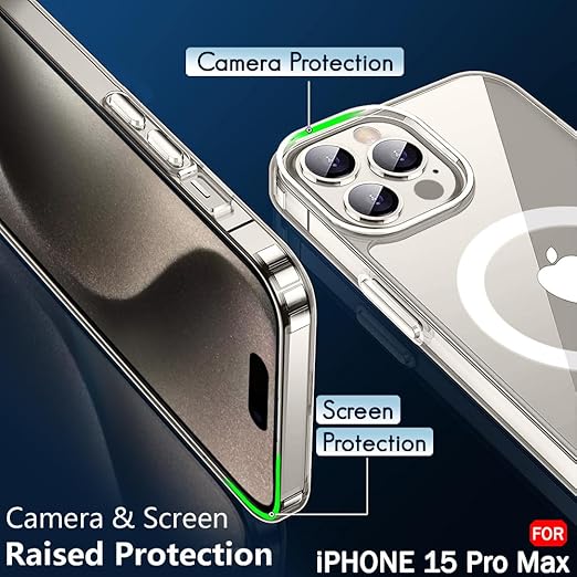 Apple iPhone 15 Pro Max Anti Yellow Clear Magsafe Back Case Cover - White
