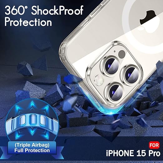 Apple iPhone 15 Pro Anti Yellow Clear Magsafe Back Case Cover - White