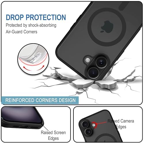 Apple iPhone 16 Anti Yellow Clear Magsafe Back Case Cover - Black