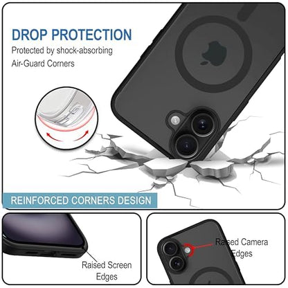 Apple iPhone 16 Anti Yellow Clear Magsafe Back Case Cover - Black