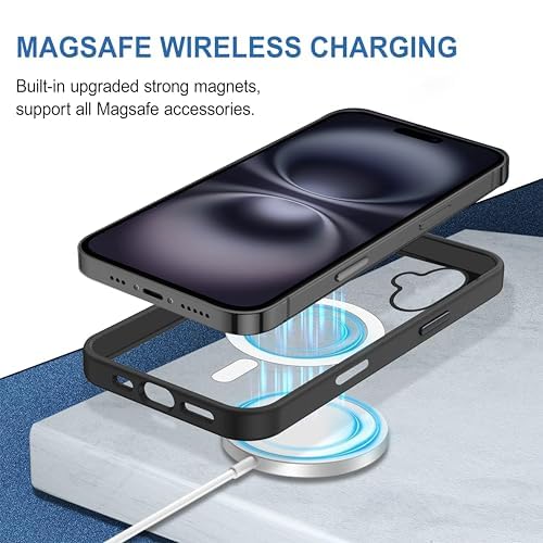 Apple iPhone 16 Anti Yellow Clear Magsafe Back Case Cover - Black
