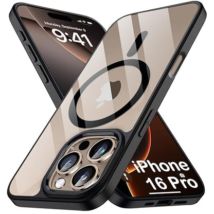Apple iPhone 16 Pro Anti Yellow Clear Magsafe Back Case Cover - Black