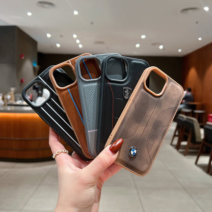 Apple iPhone 15 Luxury Branded Car Logo Leather Designer Case- BMW 1